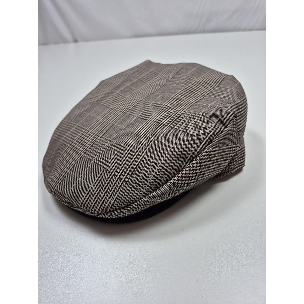 Christys' London Hat Flat Cap Fitted Mens L Brown Plaid Handmade Lined Newsboy